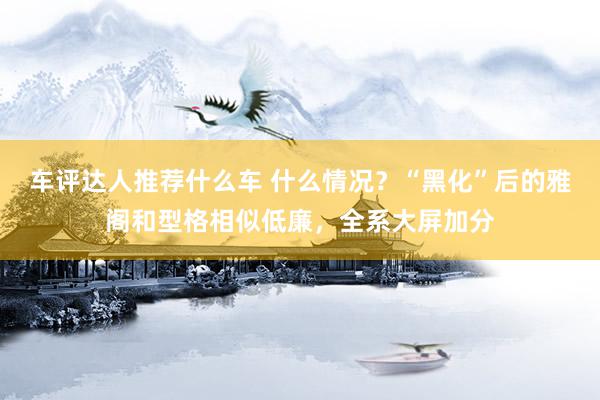 车评达人推荐什么车 什么情况？“黑化”后的雅阁和型格相似低廉，全系大屏加分