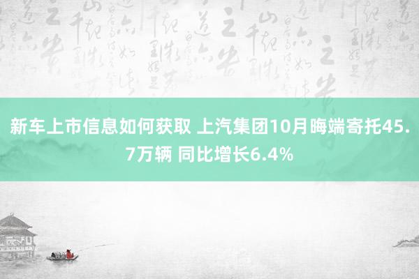 新车上市信息如何获取 上汽集团10月晦端寄托45.7万辆 同比增长6.4%