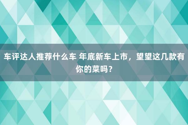 车评达人推荐什么车 年底新车上市，望望这几款有你的菜吗？