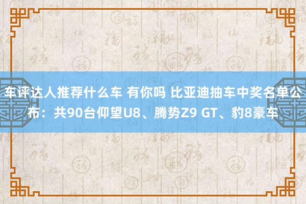 车评达人推荐什么车 有你吗 比亚迪抽车中奖名单公布：共90台仰望U8、腾势Z9 GT、豹8豪车