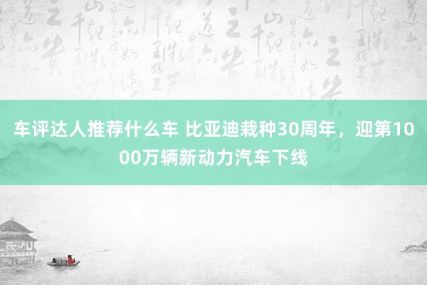 车评达人推荐什么车 比亚迪栽种30周年，迎第1000万辆新动力汽车下线