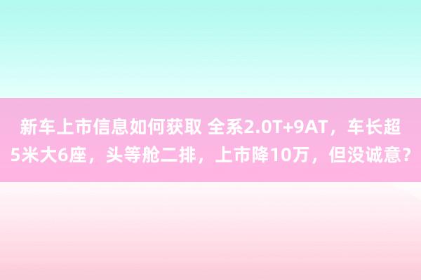 新车上市信息如何获取 全系2.0T+9AT，车长超5米大6座，头等舱二排，上市降10万，但没诚意？