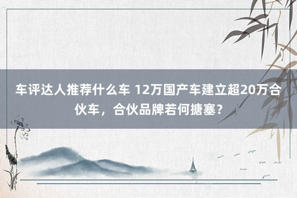 车评达人推荐什么车 12万国产车建立超20万合伙车，合伙品牌若何搪塞？