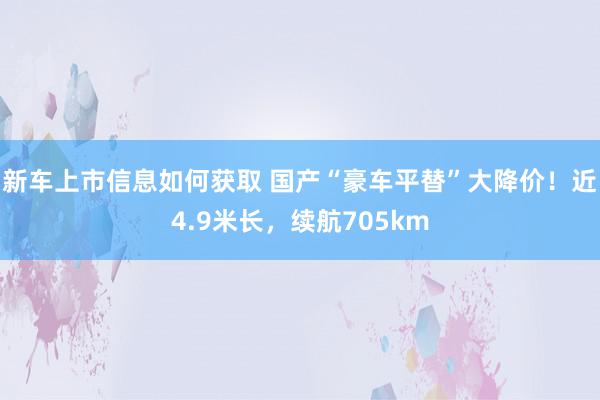 新车上市信息如何获取 国产“豪车平替”大降价！近4.9米长，续航705km