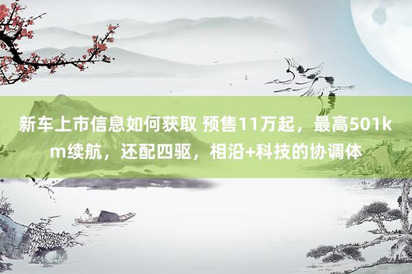 新车上市信息如何获取 预售11万起，最高501km续航，还配四驱，相沿+科技的协调体