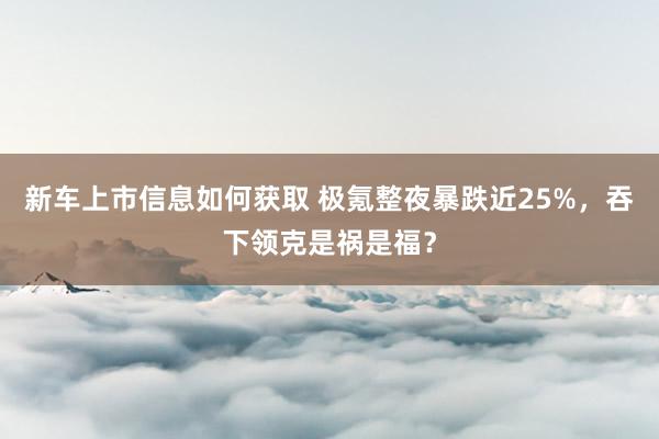 新车上市信息如何获取 极氪整夜暴跌近25%，吞下领克是祸是福？