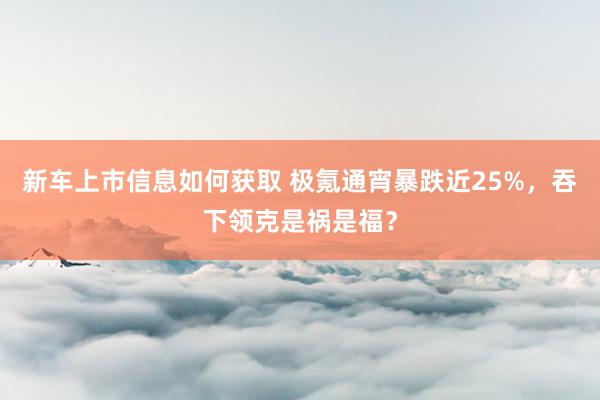 新车上市信息如何获取 极氪通宵暴跌近25%，吞下领克是祸是福？