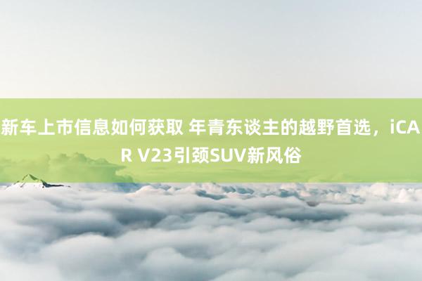 新车上市信息如何获取 年青东谈主的越野首选，iCAR V23引颈SUV新风俗