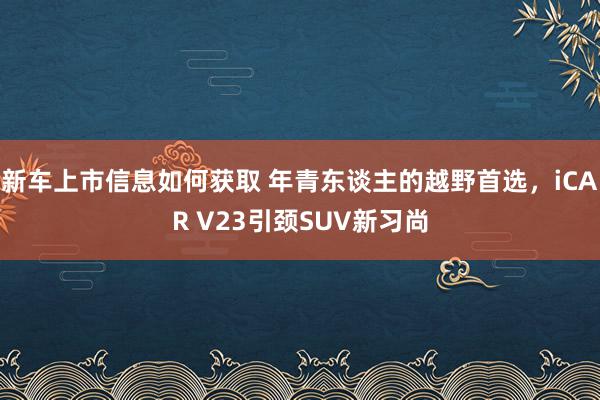 新车上市信息如何获取 年青东谈主的越野首选，iCAR V23引颈SUV新习尚