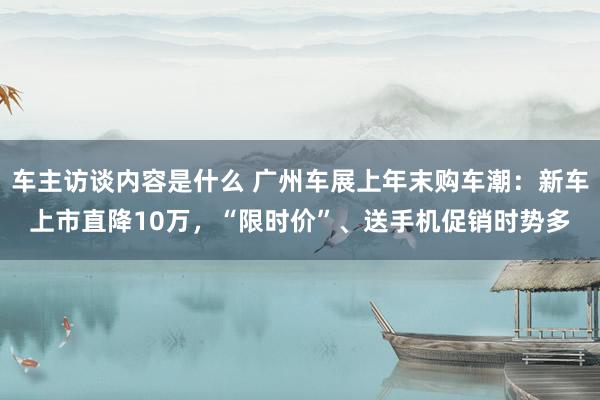 车主访谈内容是什么 广州车展上年末购车潮：新车上市直降10万，“限时价”、送手机促销时势多