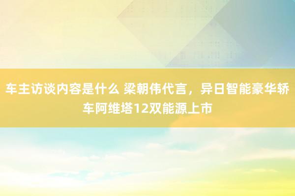 车主访谈内容是什么 梁朝伟代言，异日智能豪华轿车阿维塔12双能源上市