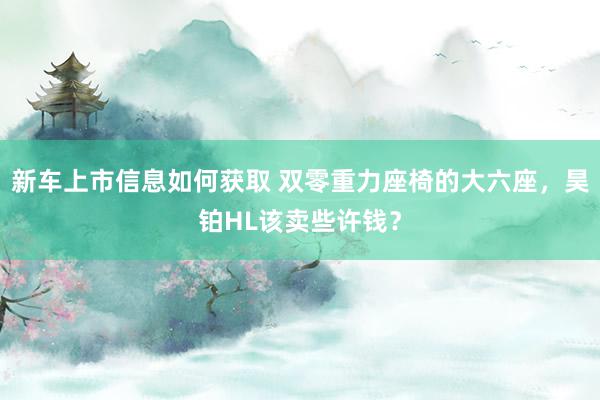 新车上市信息如何获取 双零重力座椅的大六座，昊铂HL该卖些许钱？