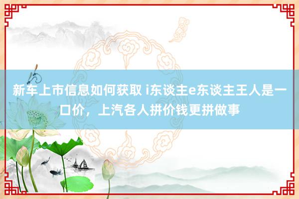 新车上市信息如何获取 i东谈主e东谈主王人是一口价，上汽各人拼价钱更拼做事