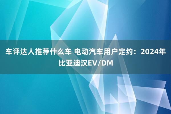 车评达人推荐什么车 电动汽车用户定约：2024年比亚迪汉EV/DM