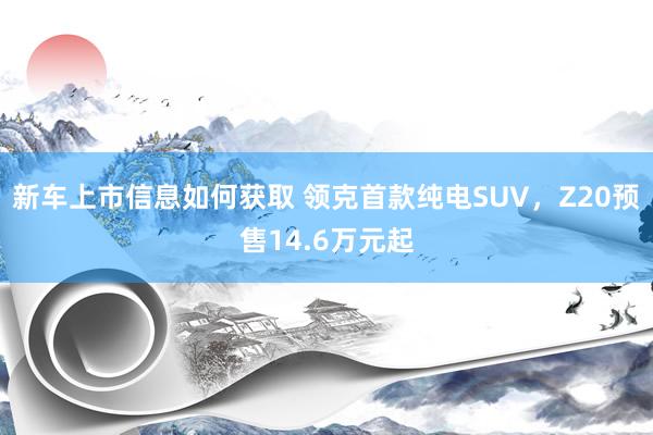 新车上市信息如何获取 领克首款纯电SUV，Z20预售14.6万元起