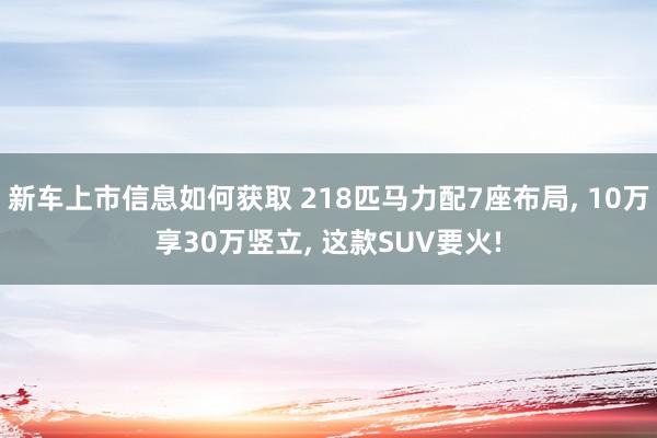 新车上市信息如何获取 218匹马力配7座布局, 10万享30万竖立, 这款SUV要火!