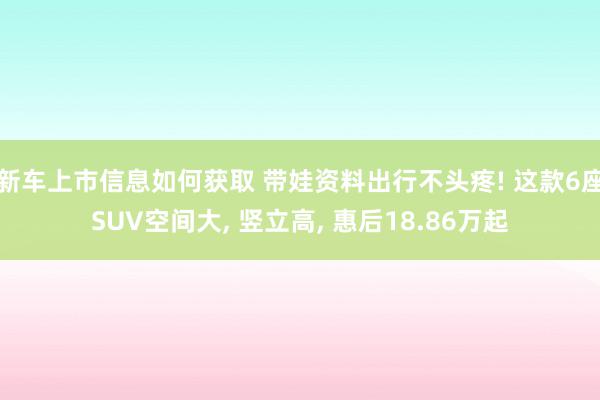 新车上市信息如何获取 带娃资料出行不头疼! 这款6座SUV空间大, 竖立高, 惠后18.86万起