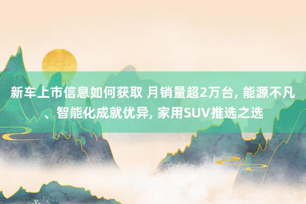 新车上市信息如何获取 月销量超2万台, 能源不凡、智能化成就优异, 家用SUV推选之选