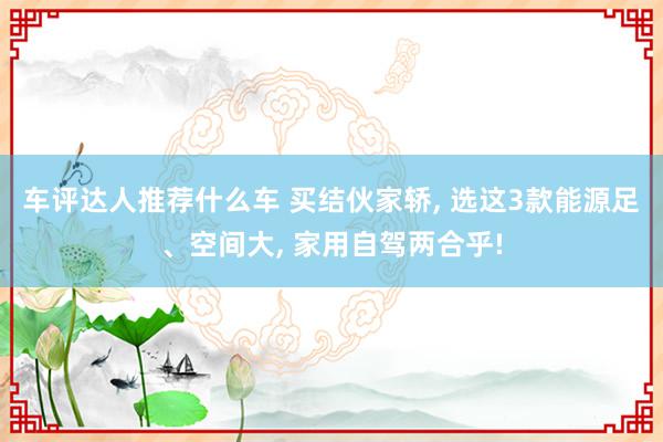 车评达人推荐什么车 买结伙家轿, 选这3款能源足、空间大, 家用自驾两合乎!