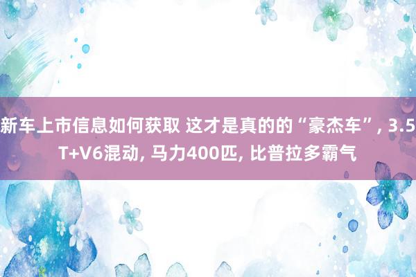 新车上市信息如何获取 这才是真的的“豪杰车”, 3.5T+V6混动, 马力400匹, 比普拉多霸气