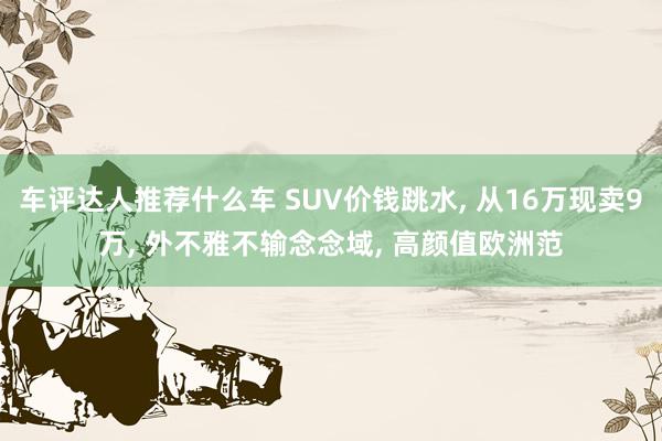 车评达人推荐什么车 SUV价钱跳水, 从16万现卖9万, 外不雅不输念念域, 高颜值欧洲范