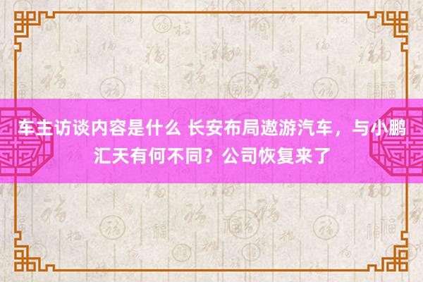 车主访谈内容是什么 长安布局遨游汽车，与小鹏汇天有何不同？公司恢复来了