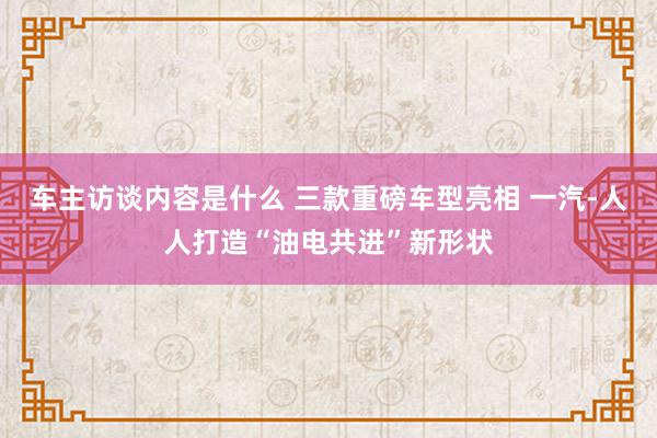 车主访谈内容是什么 三款重磅车型亮相 一汽-人人打造“油电共进”新形状