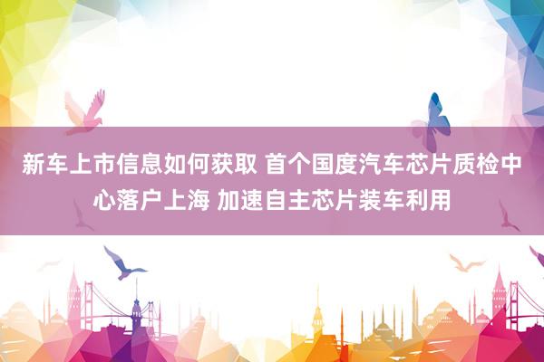 新车上市信息如何获取 首个国度汽车芯片质检中心落户上海 加速自主芯片装车利用