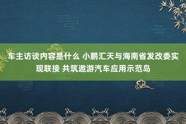 车主访谈内容是什么 小鹏汇天与海南省发改委实现联接 共筑遨游汽车应用示范岛