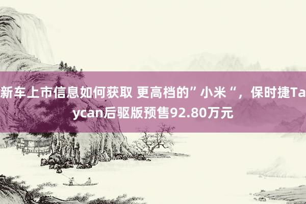 新车上市信息如何获取 更高档的”小米“，保时捷Taycan后驱版预售92.80万元