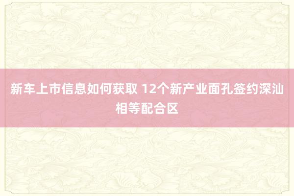 新车上市信息如何获取 12个新产业面孔签约深汕相等配合区